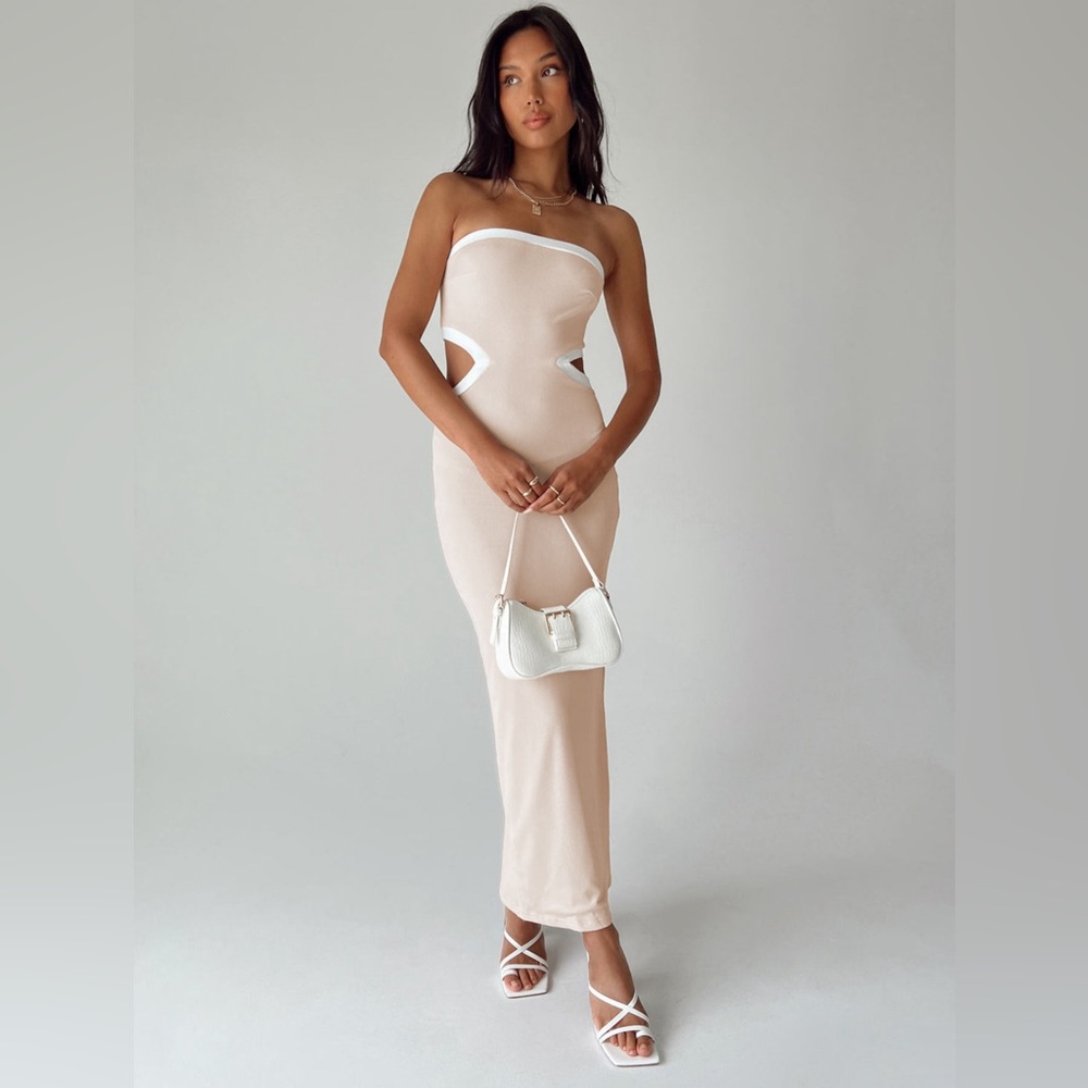 PRINCESS POLLY Greta Maxi Dress Beige